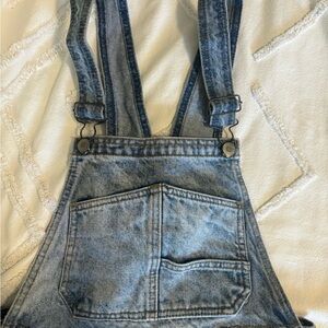 Brandy Melville Light Wash Denim Overalls with Front Pocket